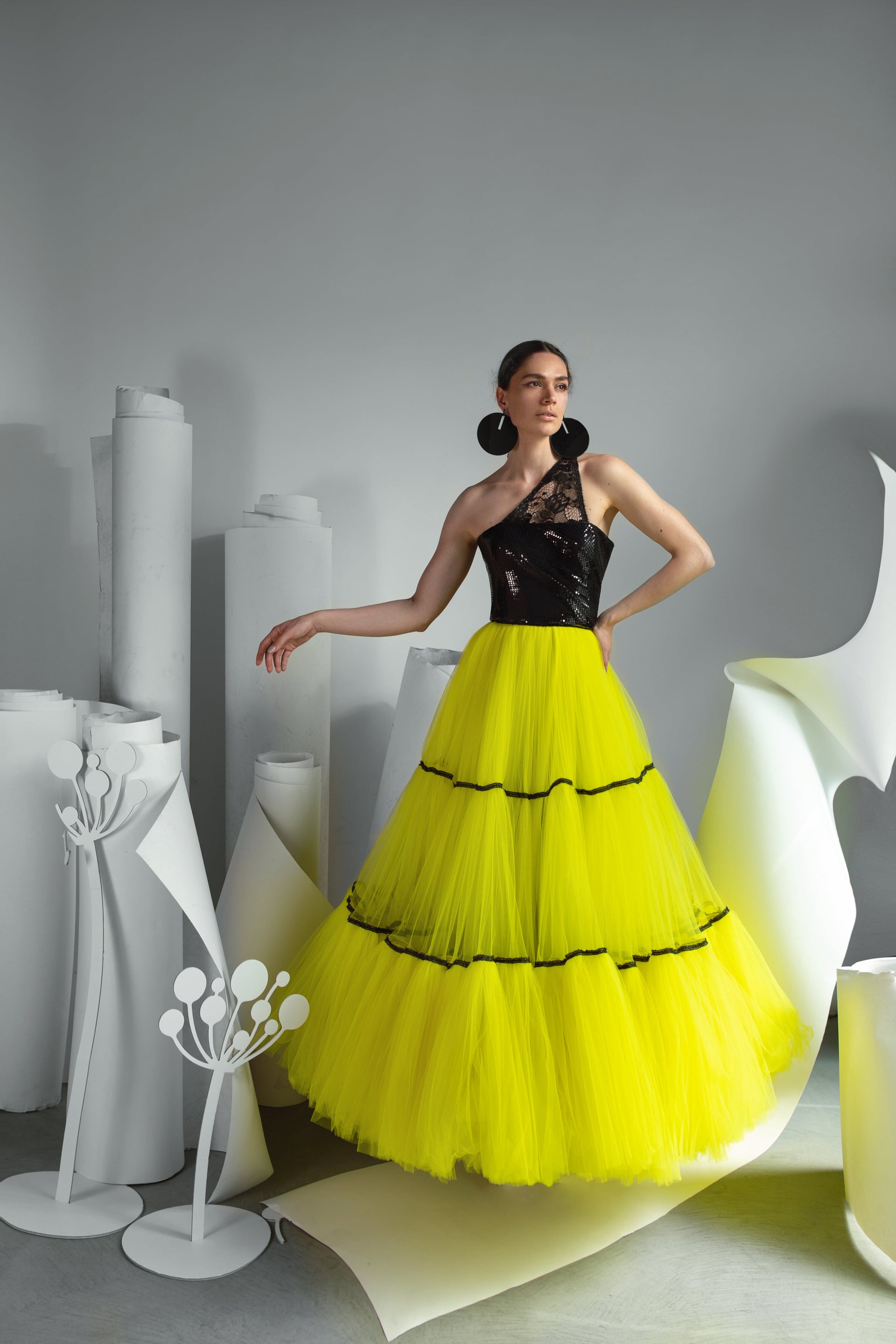 neon and black dress Black dress with neon green stitching!
